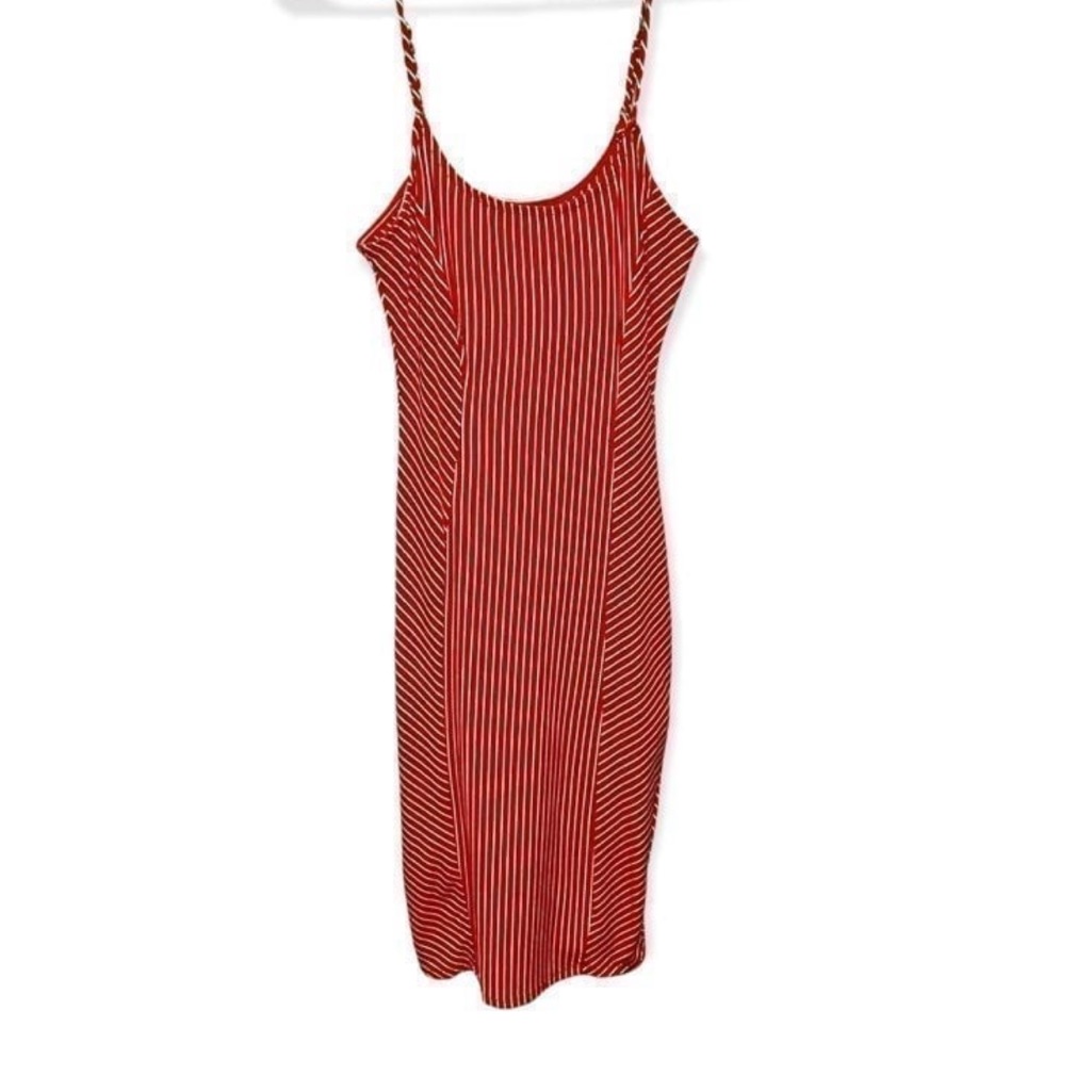 Heart & Hips Red Spaghetti Strap Form Fitting Striped Dress - Women’s Size Small